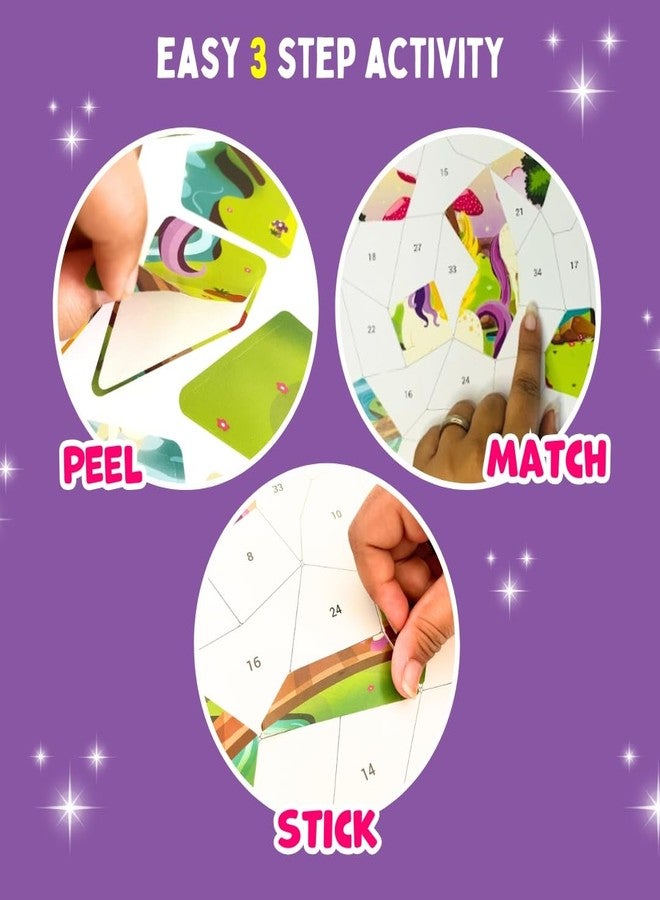 PepPlay Unicorn Mosaic Sticker Kit | DIY Craft Activity for Girls Ages 3-7 | 175+ Reusable Stickers | Learn Numbers & Logic | Mess-Free Travel Toy | Birthday Return Gift for Kids - Image 5